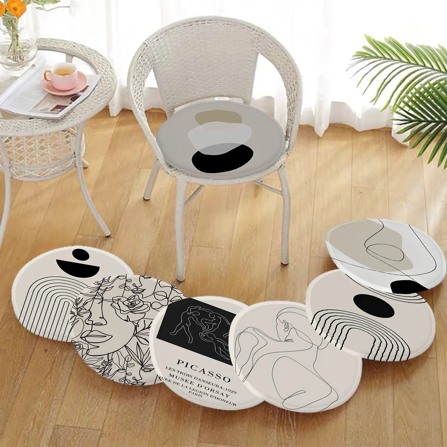 Cojines de lona con estampado nórdico para silla, cojín suave para