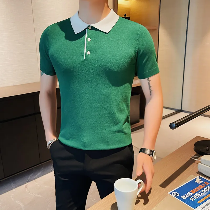 

New Trend Slim-fit Casual Fashion Short-sleeved Polo Shirt Solid Color Half-sleeved Lapel T-shirt Comfortable and Versatile