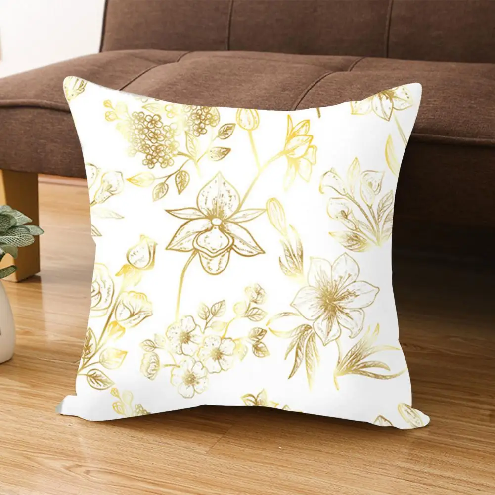 

Прочный чехол для подушки, легко устанавливается, модный квадратный чехол для подушки с изображением золотых листьев, для дивана
