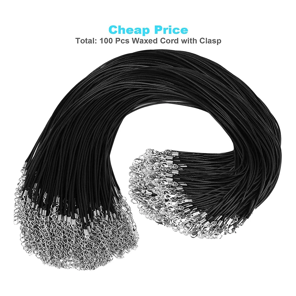 

100Pcs Necklace Cord with Clasps,Necklace Cords for Pendants,18inch Bulk Necklace Chains for Jewelry Making Supplies C