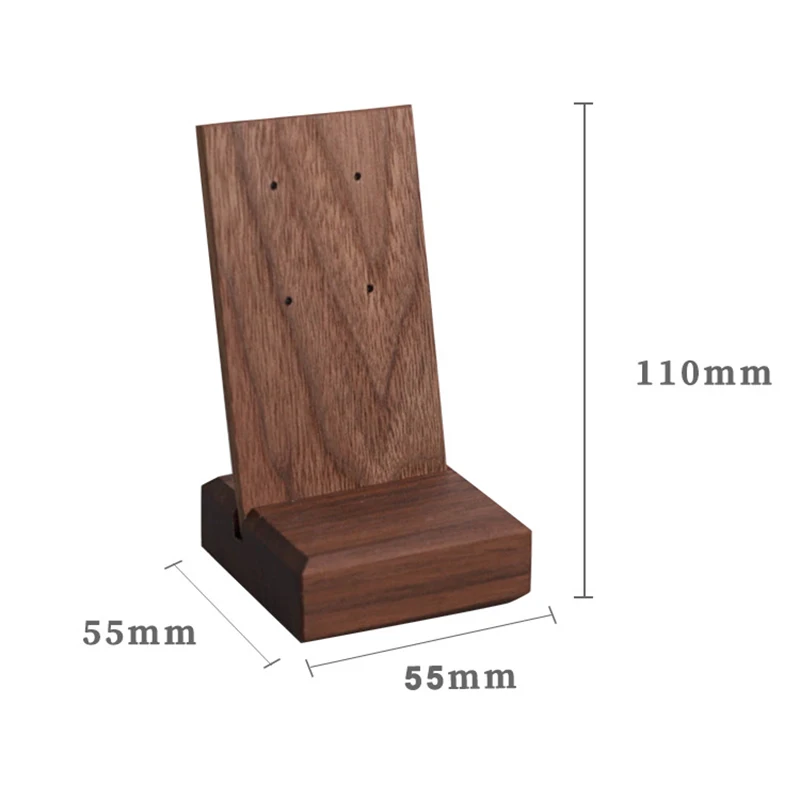 1 PC 11x5.5cm 호두 다크 브라운 직사각형 하이 엔드 나무 귀걸이 디스플레이 스탠드 스토리지 사진 소품 쥬얼리 디스플레이 스탠드