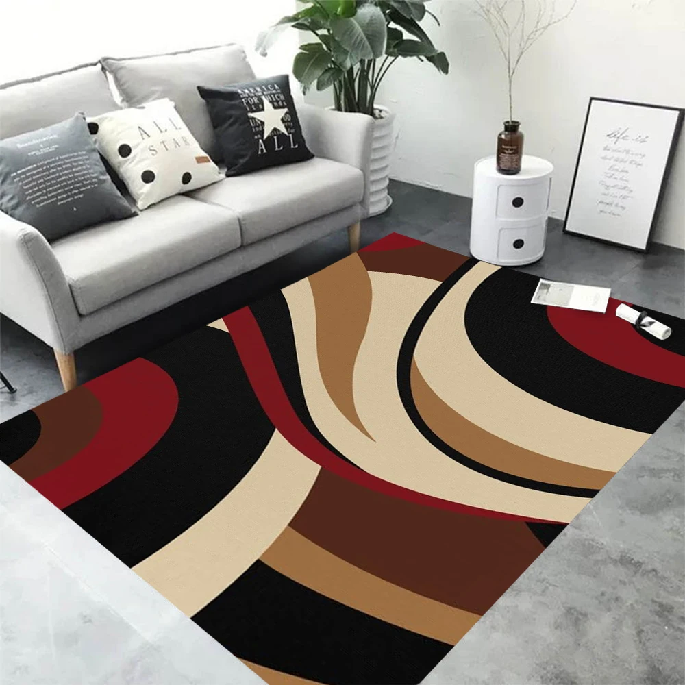Rugs for Living Room, Red Modern Geometric Area Rug, Area Rug for Kids Room Bedroom Decor, Room Decor Aesthetic Comfy Carpet