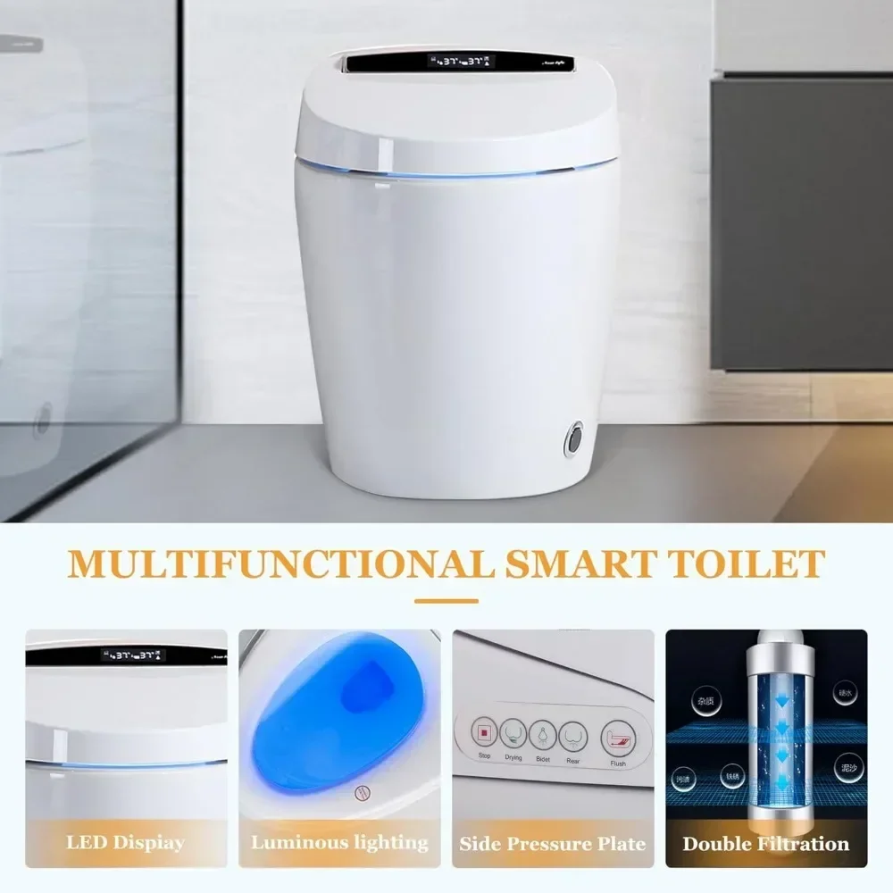 Smart Toilets with Heated Bidet Seat, with Automatic Flush and Foot Feel Flush, Portable Bidet Toilet with Dryer and Warm Water 4