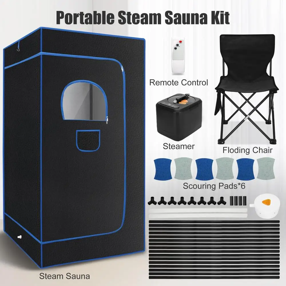 Portable Personal Steam Sauna Box Kit with 9 Temp Levels 3L Steamer Foldable Tent Remote Control 5
