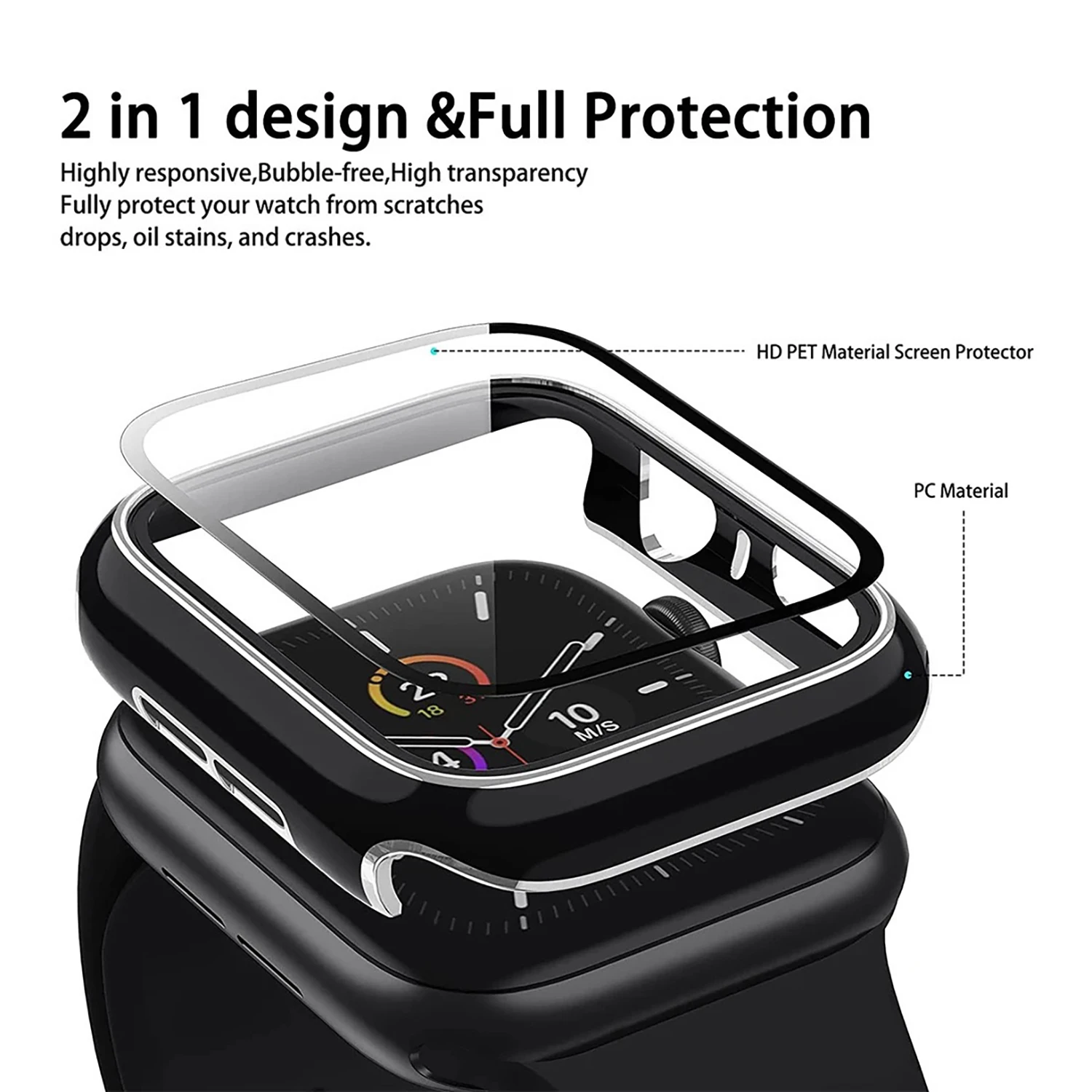 Galvanisierende zweifarbige Schutzhülle für Apple Watch S10 46 mm 45/44 mm 40/41 mm, integrierte Schalenfolie für iWatch S9 42 mm 38 mm – Detail 12