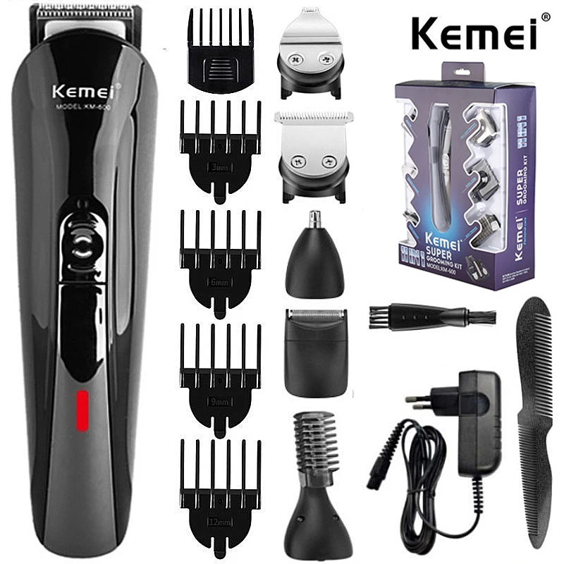 

Kemei KM-600 Electric Hair Clipper Beard Trimmer Razor Shaver Men Shaving Machine Hair Cutting Nose Trimmer 11 in 1 Styling Tool