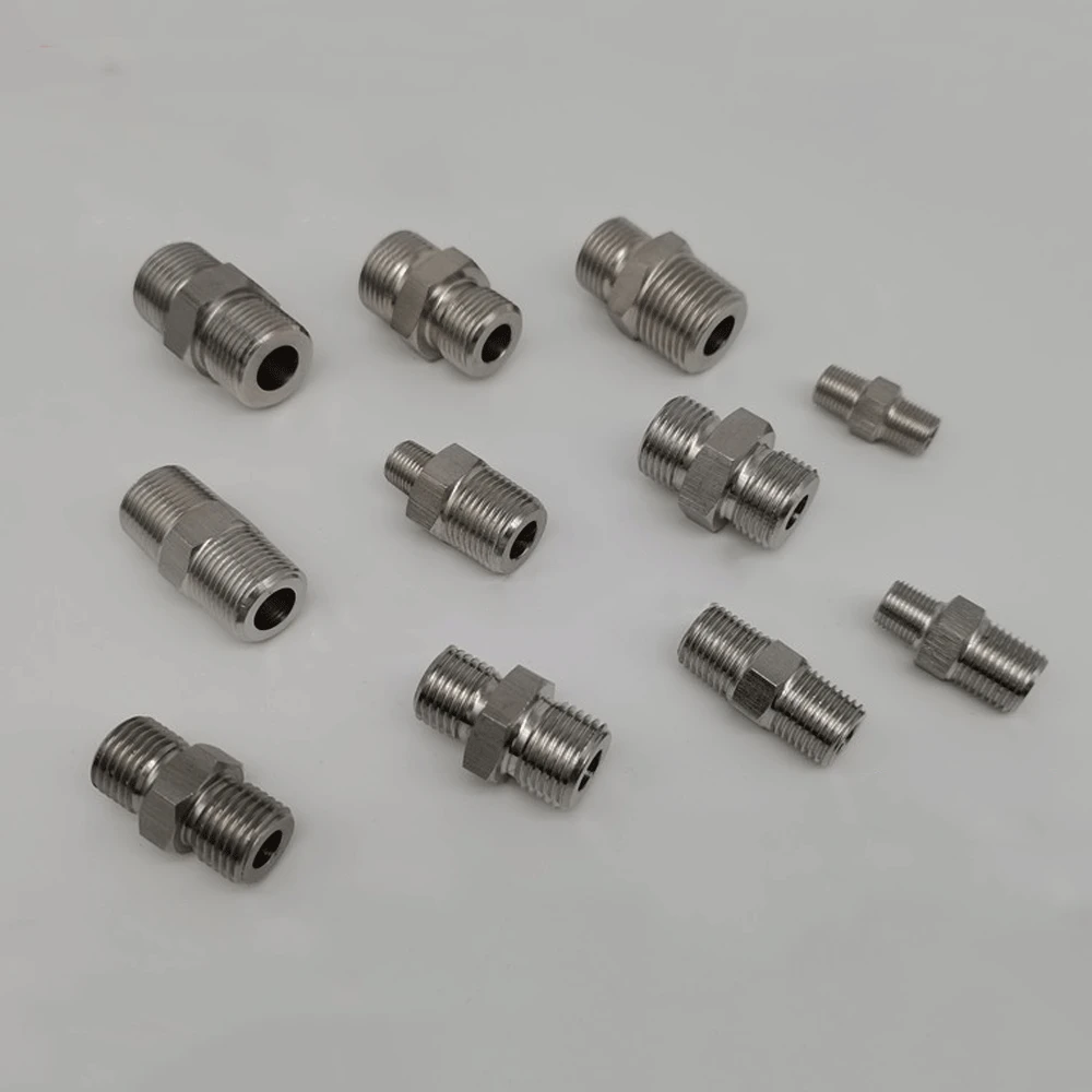 

1/8" 1/4" 3/8" 1/2" BSPT To M8 10 12 14 16 18 20 22 24 26 Metric Male Hex Nipple 304 Stainless Steel Pipe Fitting Connector