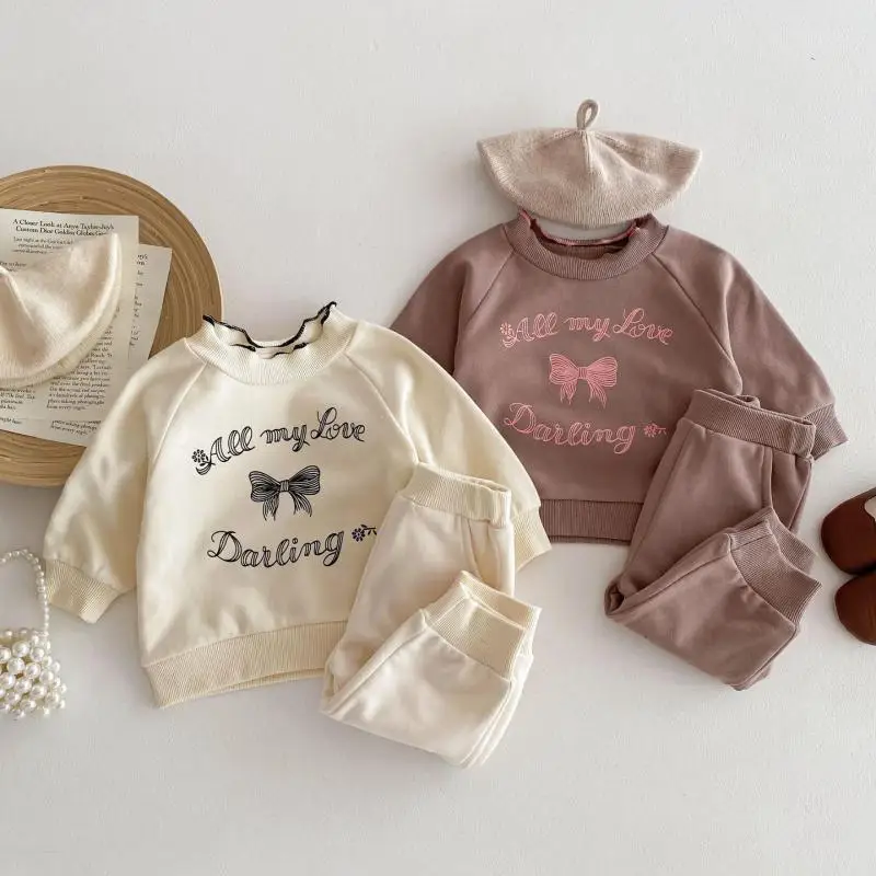 2025 Spring New Baby Long Sleeve Clothes Set Boys Girls Fashion Print Sweatshirt + Pants 2pcs Suit Infant Casual Sports Outfits