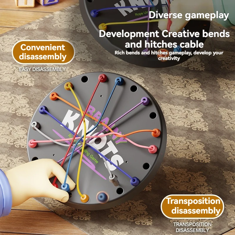 board game board game toy Children Rope Knots Sensory Social Board Game Logical Thinking Challenge Twisted Connected Line Brain Strategy Fun Table Game