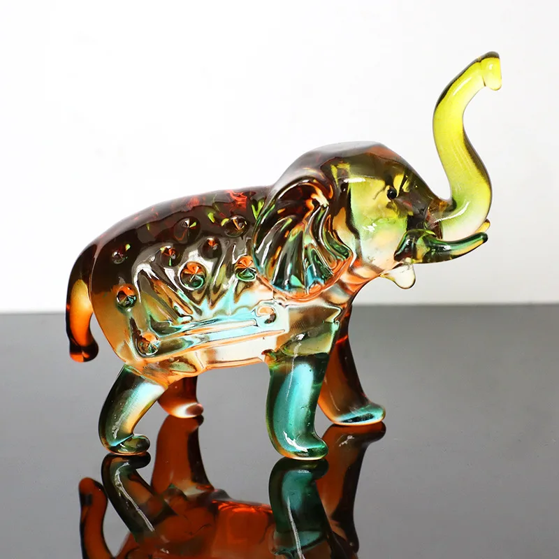 

Crystal Elephant Ornament Colorful Glass Lucky Wealth Sculpture Home Decoration Figurines Friend Fengshui Propitious Gift