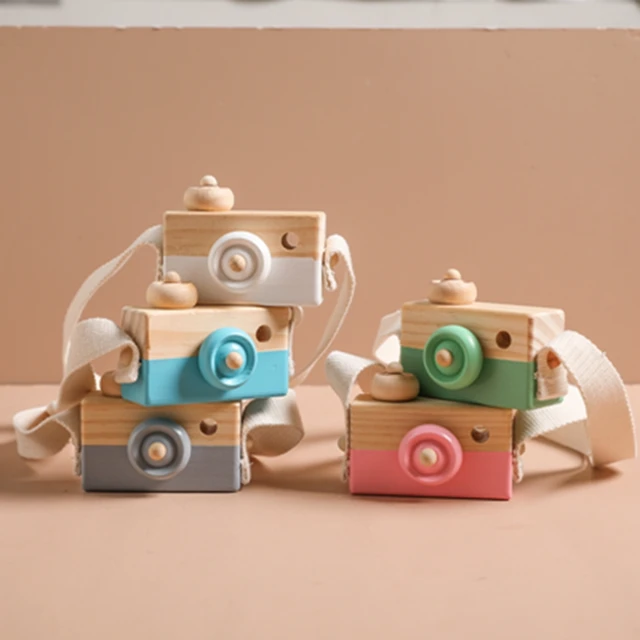 Let'S Make 1Pc Wooden Baby Toys Fashion Camera Wood Pendants Montessori Toys For Kids Wooden Diy Present Nursing Gift Baby Block 6