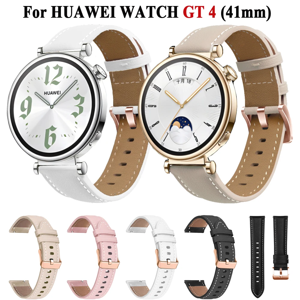 Luxurious 18mm Leather Smartwatch Strap - Elegant Wristband Bracelet Accessory