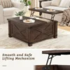 Farmhouse Coffee Table with Storage,Wood Center Table with Flip-Top Lids, Coffee Tables with Hinged Lift Top, Brown 5