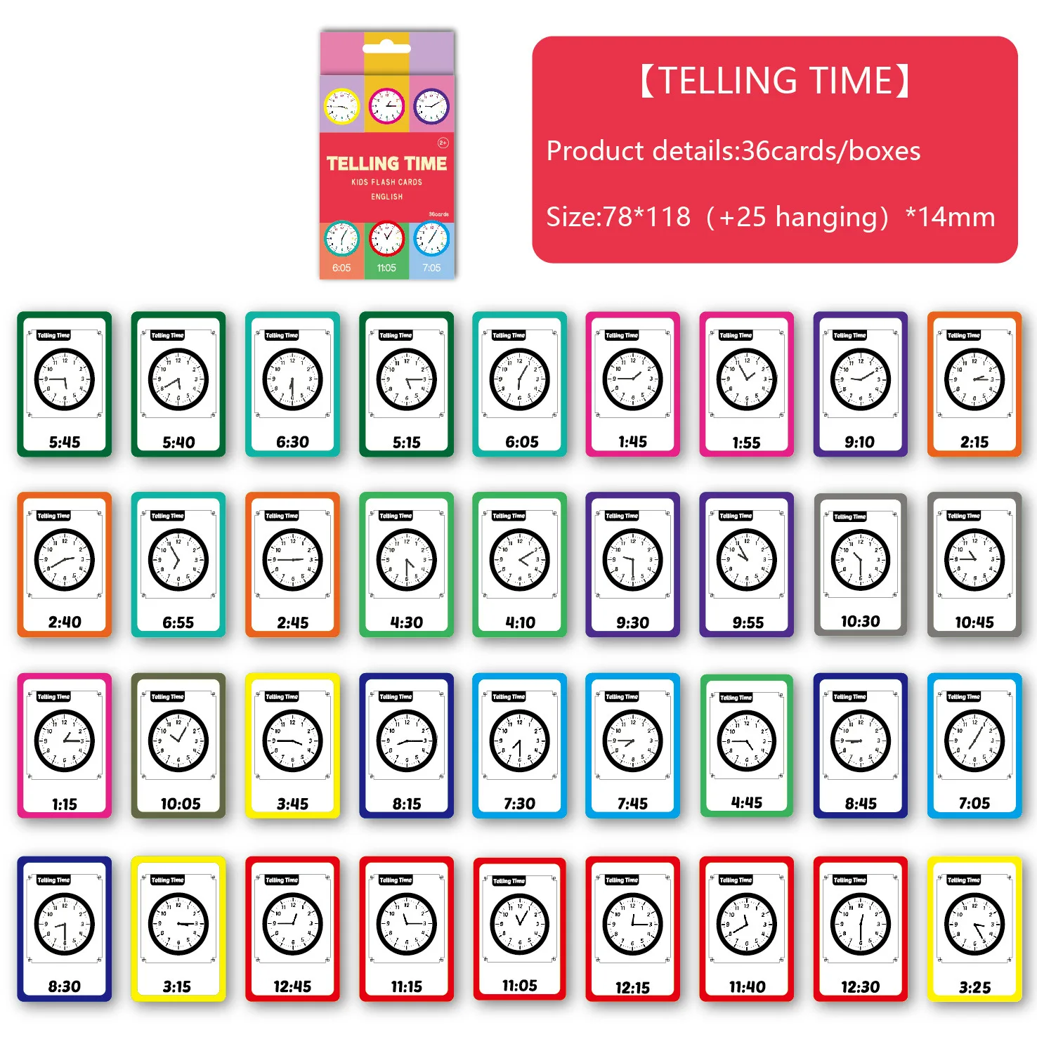 36 adet/takım hayvan şekli renk zaman Flash kart çocuklar Montessori erken eğitim öğrenme eğitici oyuncaklar çocuklar için hediyeler