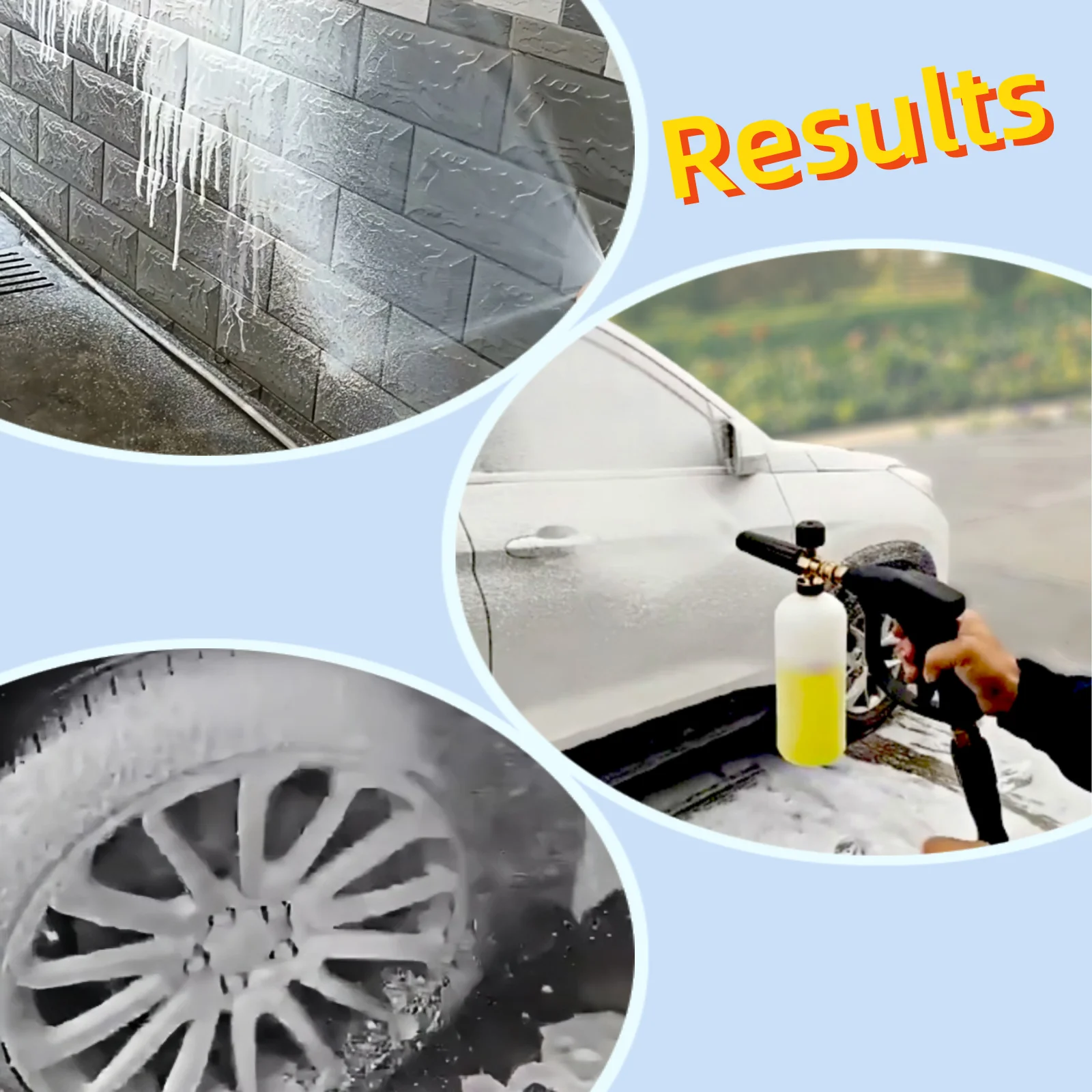 High Pressure Car Wash Gun All Copper 5 Color Nozzles Adjustable Foam Washer for Car Home Cleaning 5