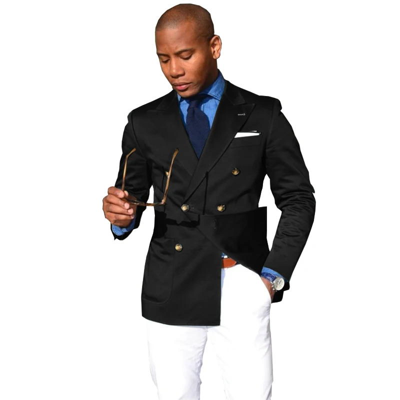 Men's Blazer Suit Double Breasted Lapel Casual Jacket Men's Wedding Tuxedo Formal Clothes Outerwear 2