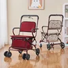 Lightweight Elderly Stroller – Foldable Shopping Cart Four-Wheeled Grocery Cart Can Sit and Push, Handy Mobile Chair for Seniors 1