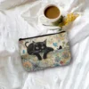 1pc Retro Cat Pattern Makeup Pouch Ultra-Lightweight Zipper ClosureTravel  Adorable Cat Print Design Cosmetic Bag 3