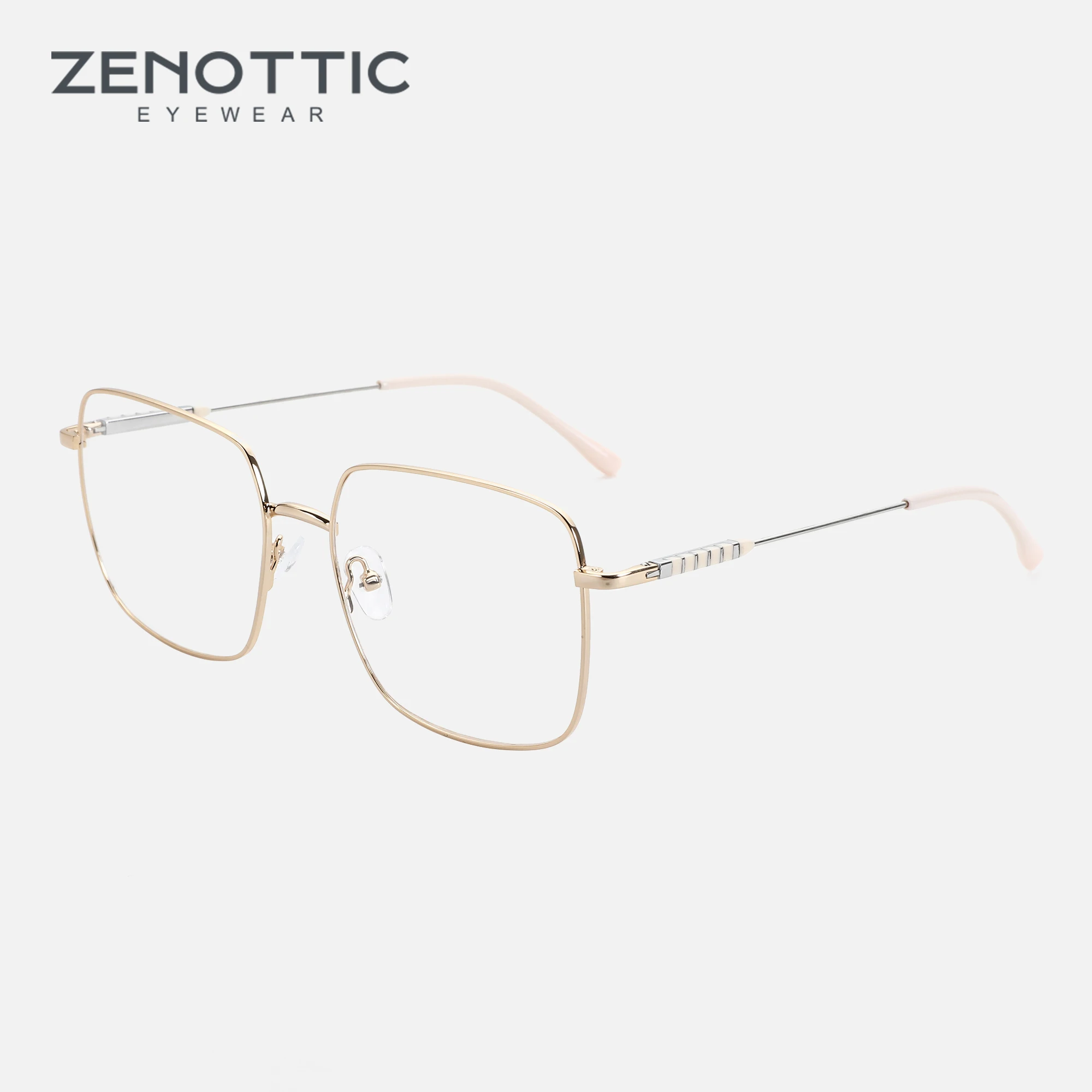 

ZENOTTIC Design 2023 Fashion Gold Ultralight Metal Glasses Optical Eyewear Frames with Original Eyeglasses Leg for Women 4097