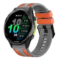 Sport Silicone Strap - 22mm Adjustable Wristband - Garmin Venu 4 45mm (Space Grey Orange)