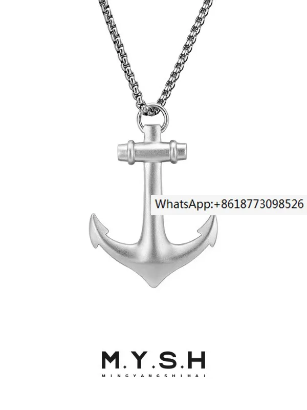 

Ожерелье из стерлингового серебра с подвеской в виде якоря лодки Мужская модная брендовая Универсальная матовая подвеска премиум-класса