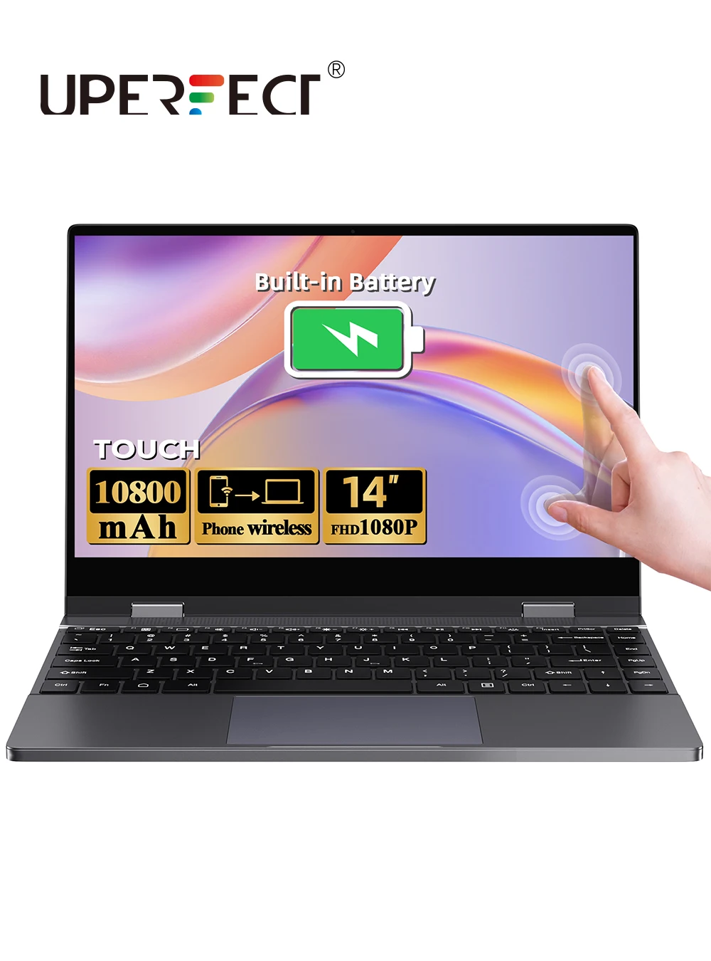 Беспроводной портативный монитор UPERFECT X 14 Pro Lapdock Dex с клавиатурой, встроенным аккумулятором емкостью 10800 мАч, 10-точечным сенсорным HDR IPS-дисплеем