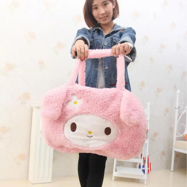 Cute Cartoon Kawaii Kuromi Kuromi Cinnamorol Kitty Cat Big eared Dog Plush Single Shoulder bag Large Capacity Satchel Girl's bag 3