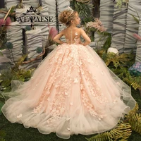 FATAPAESE 3D Floral Embroidery Child Bridesmaid Flower Girl Dress for Wedding Fluffy Ball Gown Kid Princess Evening Prom Party 1