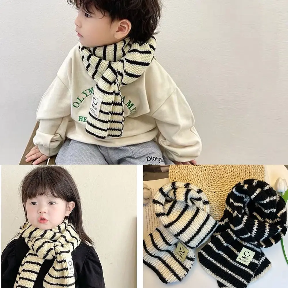 Boys Girls Minimalist Stripe Baby Scarf Neck Warm Thick Warm Baby Knitted Scarves Collar Wraps Neckerchief Autumn Winter baby scarf