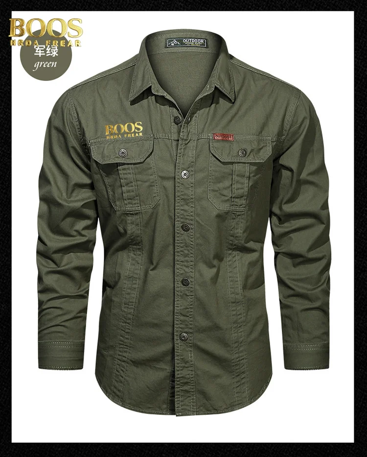 Vintage Gold Label lapel long -sleeved tower multi pocket business casual high quality water iron and autumn fashion 5