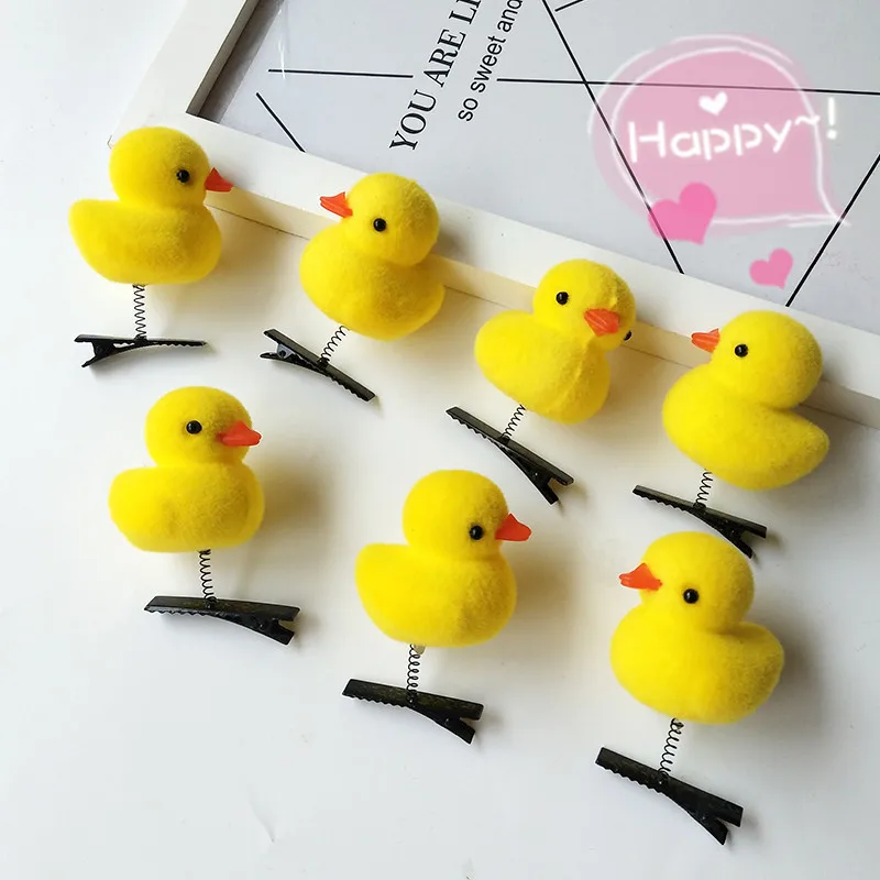 Jewelry Accessories Hair Accessory Hair Clip 10/20/50/100Pcs/Lot Cartoon Funny Children 3D Little Yellow Duck Plush Hairpin Fashion DIY Duckbill Clip Accessories Party Gifts