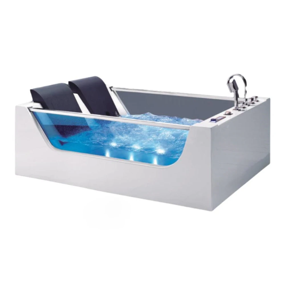 1800mm Whirlpool Double People Bathtub LED Colored Lights Indoor Spa Surf Massage Tub 1812A