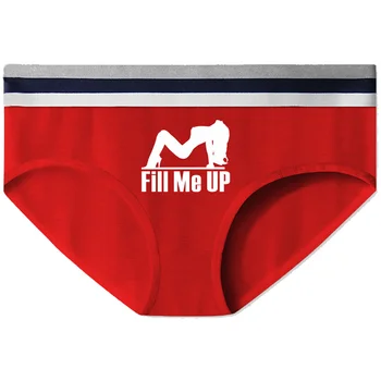 FILL ME UP 편지 인쇄 여성 속옷 코튼 원활한 삼각형 스포츠 중반 허리 반바지 팬티 간단하고 통풍