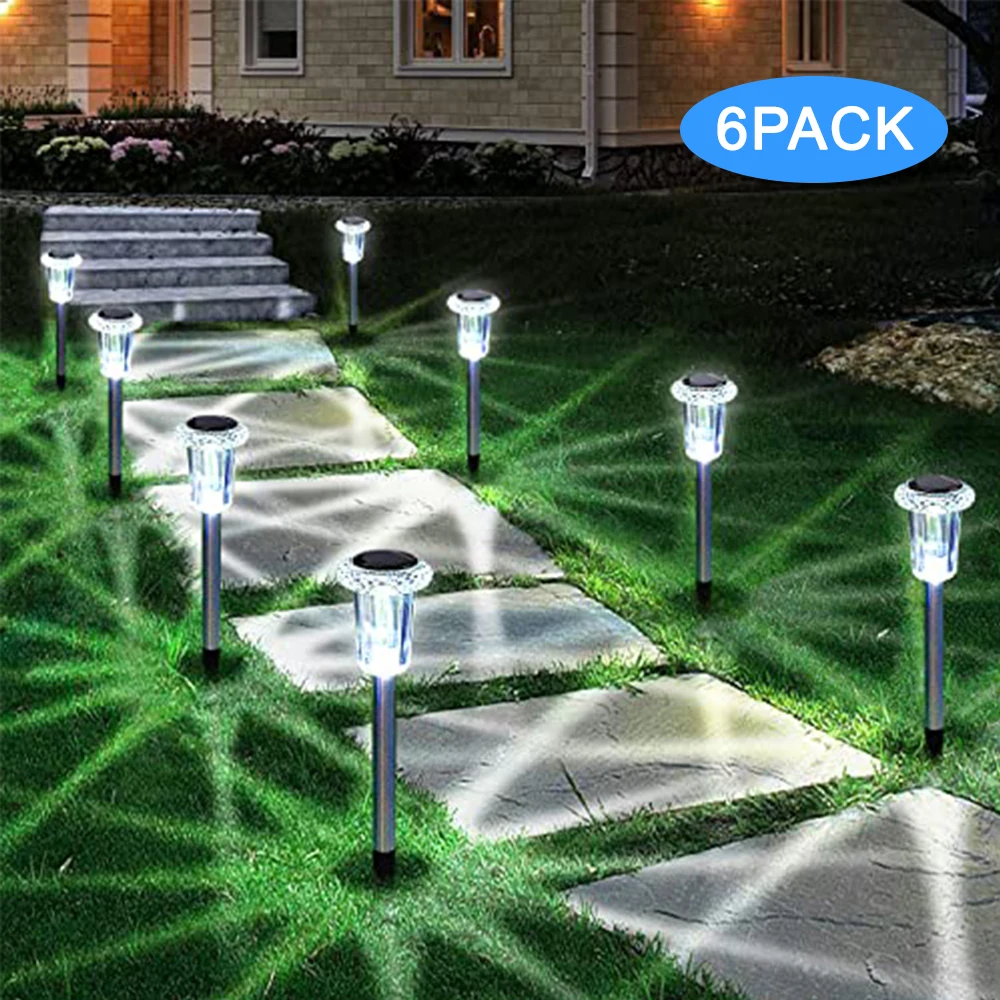 Outdoor Solar Light 6 Pack Garden Lights Solar Powered Lamp Lantern Waterproof Landscape Lighting Pathway Yard Lawn Garden Decor