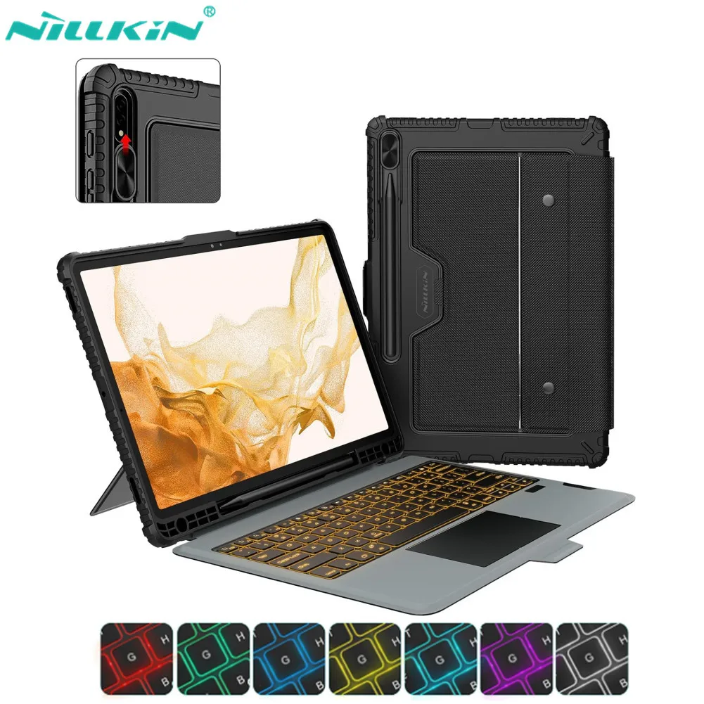 Capa de Teclado para Samsung Galaxy Tab Teclado Backlight s8 Plus s7 Plus s7 fe s9 Plus 124