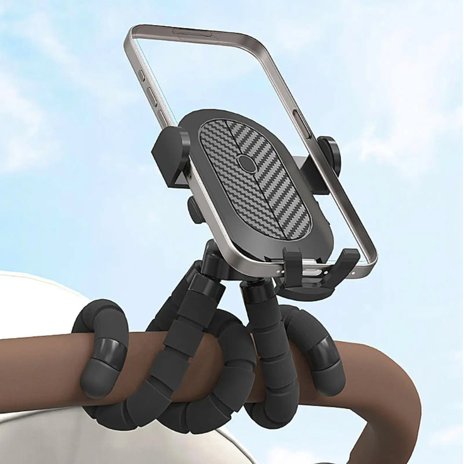 Stroller Phone Holder 360 Rotatable Smartphone Cradle Non-Slip Flexible Phone Holder for Shopping Cart Kayaking Motorcycle Desk