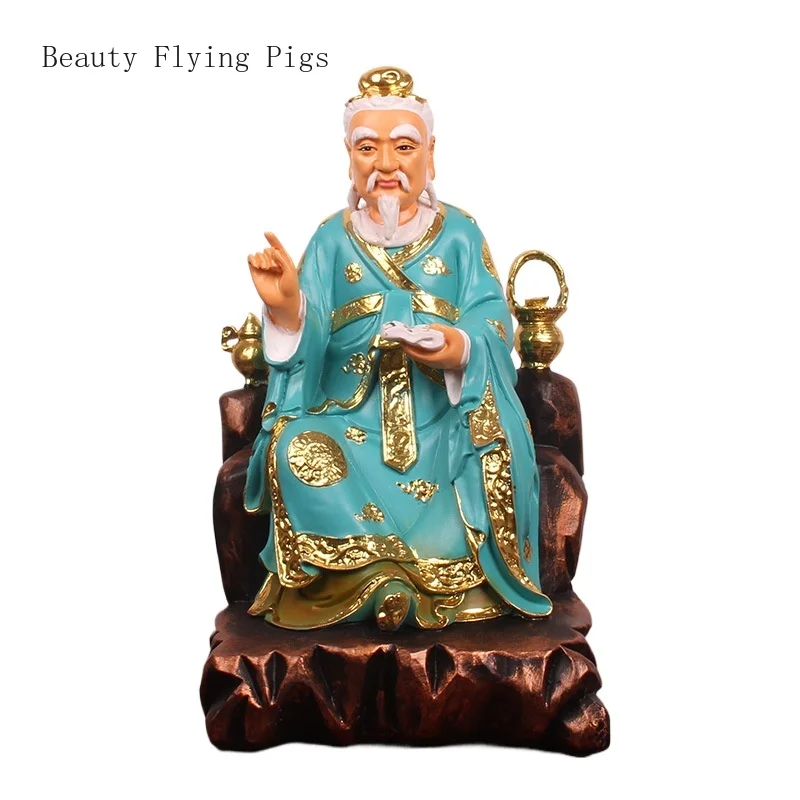 

1PCS resin 12 inch Seven Colored Medicine King Statue Gold Plated Taoist Buddha Statue Offering Ornament home decoration