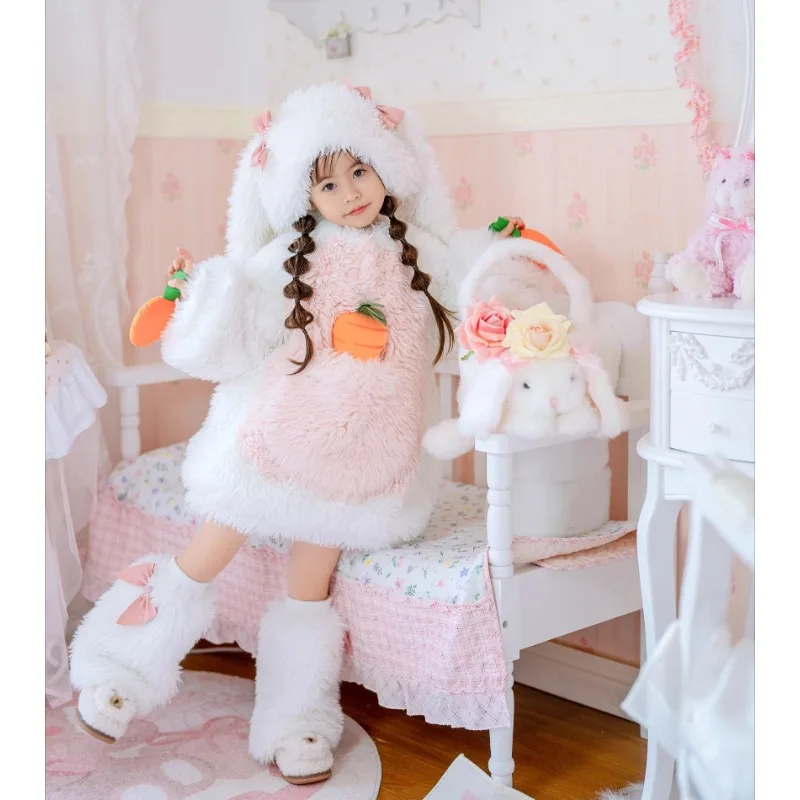 الأطفال الكبار لطيف أفخم الأرنب تأثيري حلي بيضاء أعلى السراويل قبعة الحيوانات دعوى للنساء الفتيات ملابس حفلات الهالوين