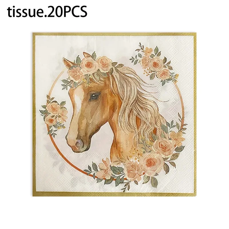 Western Cowboy Horse Racing Kids Girls Birthday Party Decoration Printing Creative Ambiance Restaurant Napkins Paper Placemats paper napkins tissue paper decoration