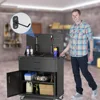 H Workbench Mobile Tool Cart,Garage Workbench with 4 Wheels,Metal Storage Cabinet with 2 Drawers&2 Doors and 1 Adjustable 6