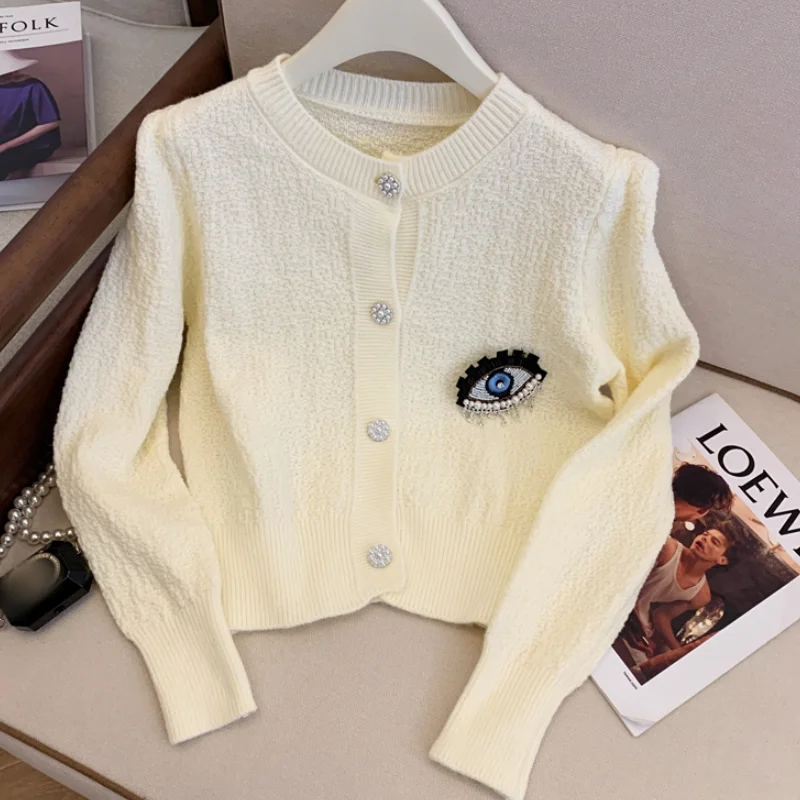 

Женская белая одежда, кардиган, вязаный свитер, Корейская версия Y2k, одежда, куртка, кашемировое пальто, женские зимние черные топы