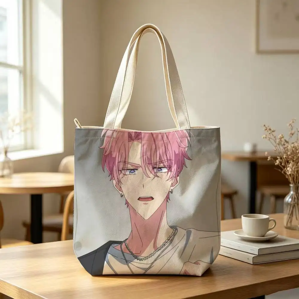 Borsa tote B-Side di Tamon per donna, borsa tote riutilizzabile per la spesa, borsa a tracolla con cerniera e stampa con versetti ispiratori - immagine 5
