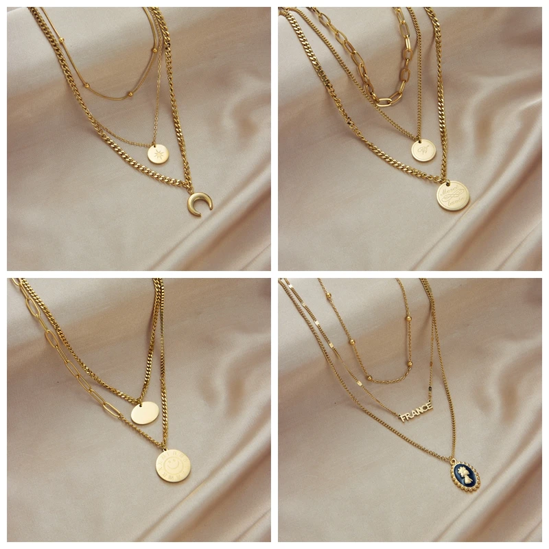 XIYANIKE 316L Stainless Steel Women's Necklace Gold Color Round