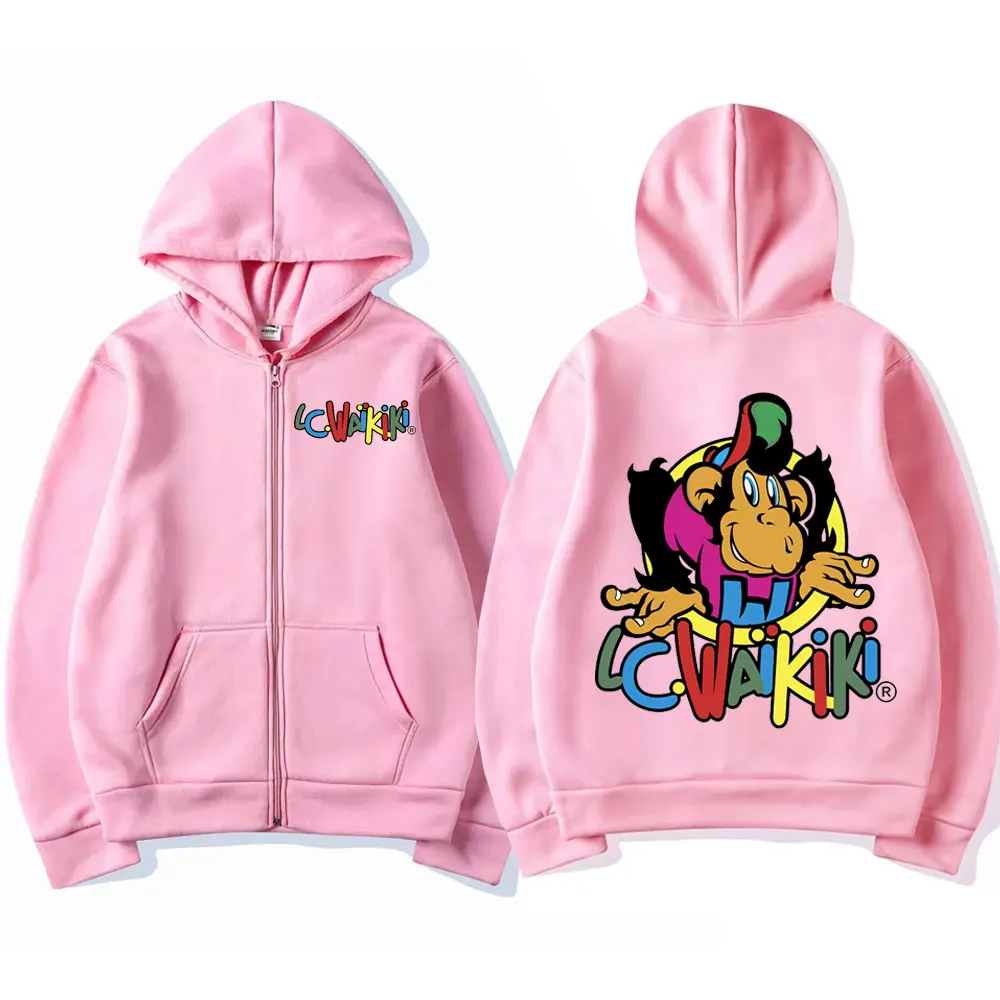 Fuuny Lc Waikiki Monkey Graphic Zipper Hoodie Men Women Limited Edition Aesthetics Zip Up Sweatshirts Oversized Fleece Hoodies 4