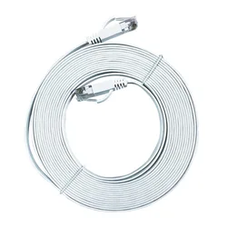High - Speed Cat6 Ethernet Cable - Gigabit Shielded Network LAN Cord, RJ45, 1000Mbps Internet Connection - 1m (Flat Cable White)