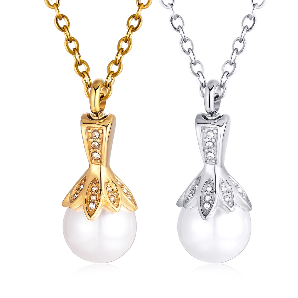 Pendentif Urne Crémation Acier Inoxydable Avec Zircon - Pour Cendres Humaines Ou Animales - Neuf