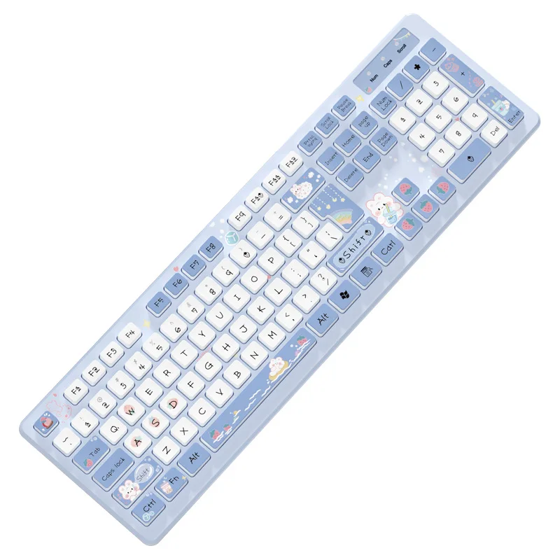 Teclado com Fio Kawaii para Meninas Chá com Leite Coelho Rosa Chocolate sem Fios Coloração Criativa - Imagem 3