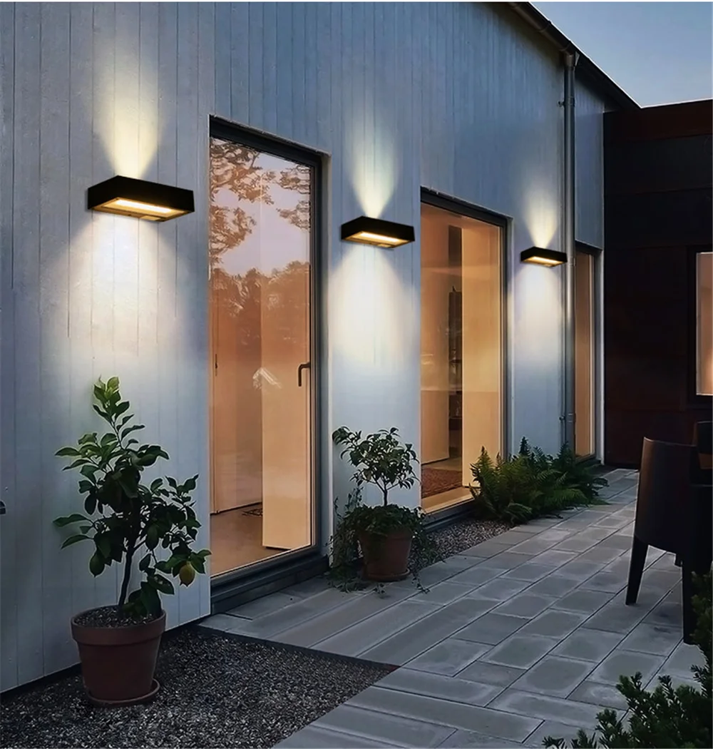 

Large Aluminum Up Down Solar Wall Light Bright 19 LEDS 4400mAh Glass Wateproof Outdoor Solar Wall Lamp Warm White Wall Washer