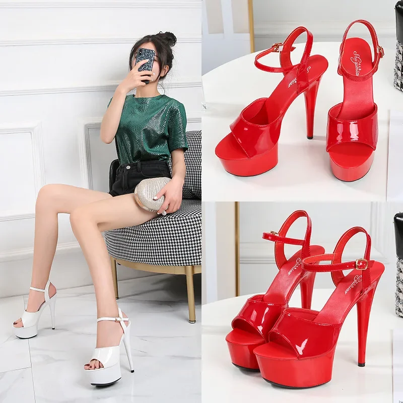 Women Sandals Pole Dance Shoes Stripper High Heels Women's Sexy Show Shoes Sandals Party Club 15 CM Platform High-heeled Wedding Footwear