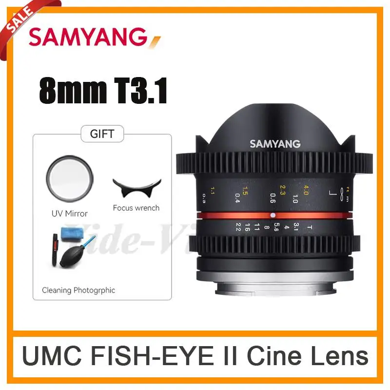 Samyang 8Mm T3.1 Cine Umc Fish-Eye Ii Cine Lens Aps-C Per Canon-M Sony-E Samsung Nx Fujifilm-X Mount Mirrorless Camera